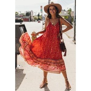 SALE Spell Dahlia Strappy Dress Cherry Red XS